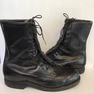ADDISON SHOE COMPANY Men's VINTAGE 1975 Black Leather Combat Boots 9.5 EE